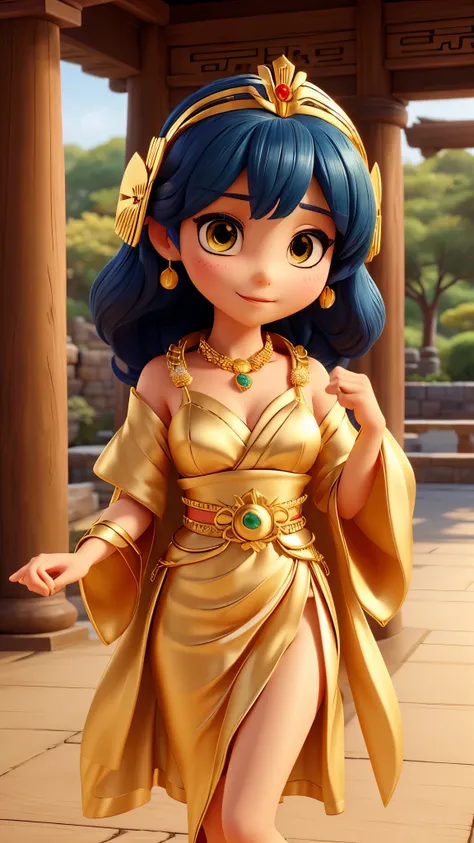 Cleopatra Wind Goddess、Clothes are kimono、crown、gold、gold necklace、ring、gorgeous