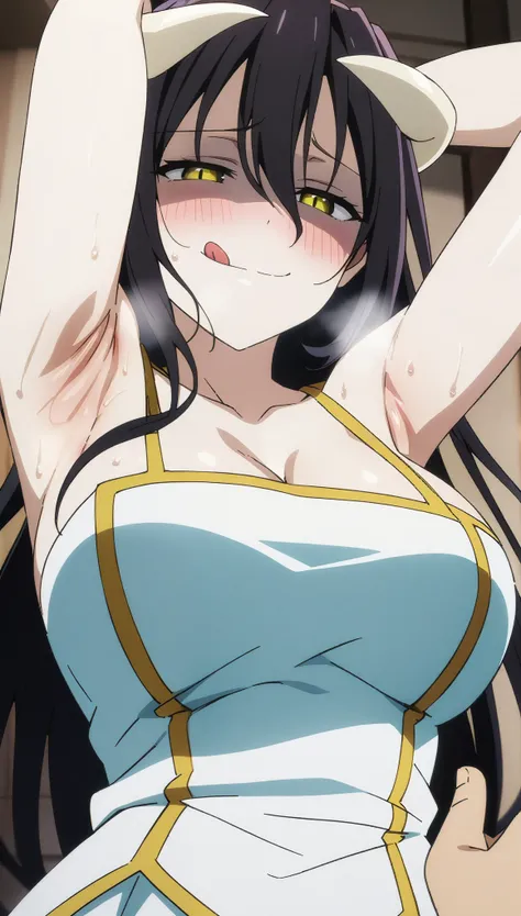 (masterpiece:1.2), hyper detail, best quality, (intricate_details:1.1), beautiful detailed, beautiful hair, solo, 1girl,ALBEDO, LONG HAIR, BLACK HAIR, HORNS, DEMON GIRL, DEMON HORNS, ALBEDO (OVERLORD), HAIR BETWEEN EYES, YELLOW EYES, SLIT PUPILS,ANIME COLO...