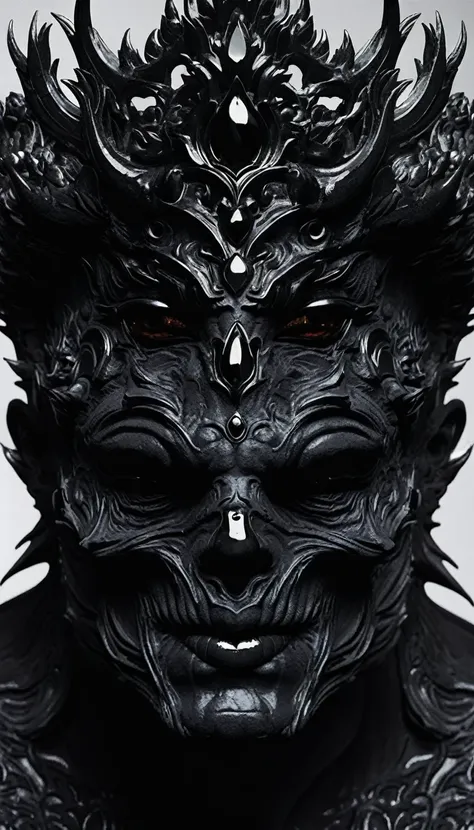 close-up of face，close-up of face，demon's crown, in style of cecil beaton