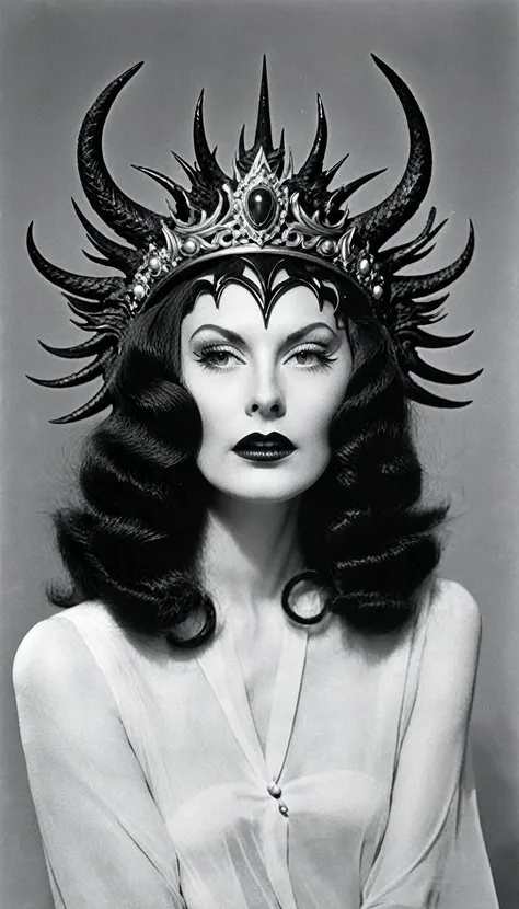 demon's crown, in style of cecil beaton，demon's crown, in style of cecil beaton