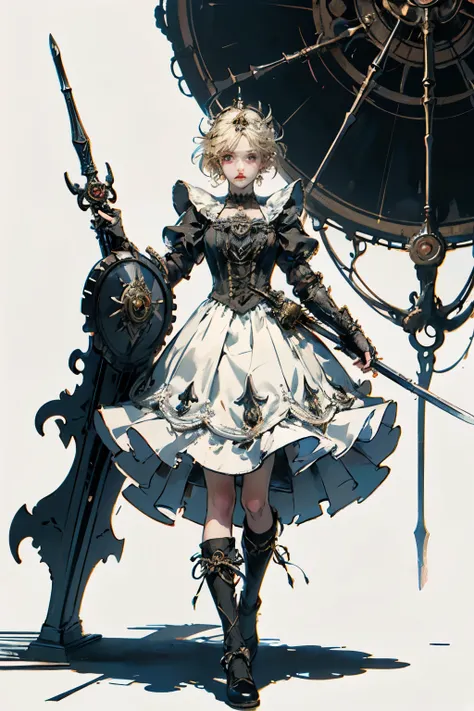 ((best quality)), ((masterpiece)), (detailed), perfect face ((best quality)), ((masterpiece)), (detailed), blank white background, plain background, white background, Bloodborne inspired,  occult aesthetic, occult, detailed and intricate steampunk and deta...