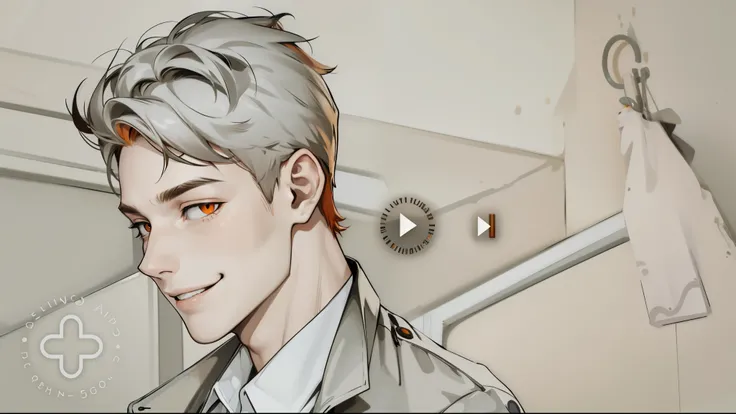 young 18 year old man smiles orange hair orange eyes