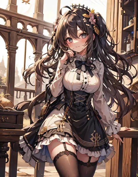 masterpiece, 1girl, sparrow, a black haired girl, wearing a victorian dress, curly long hair, messy hair, slim body, he close he...