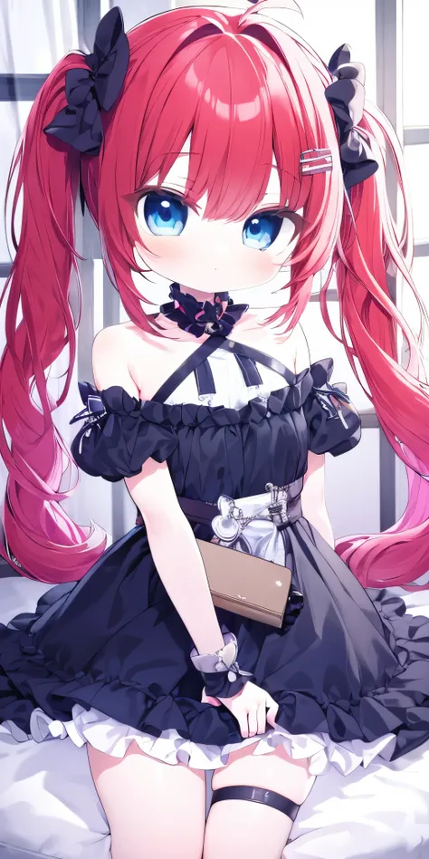 {{best quality}}, {{masterpiece}}, {{ultra-detailed}}, {illustration}, {detailed light}, red hair,blue eyes,twintails,Fantastic,loli,solo,little girl,long hair