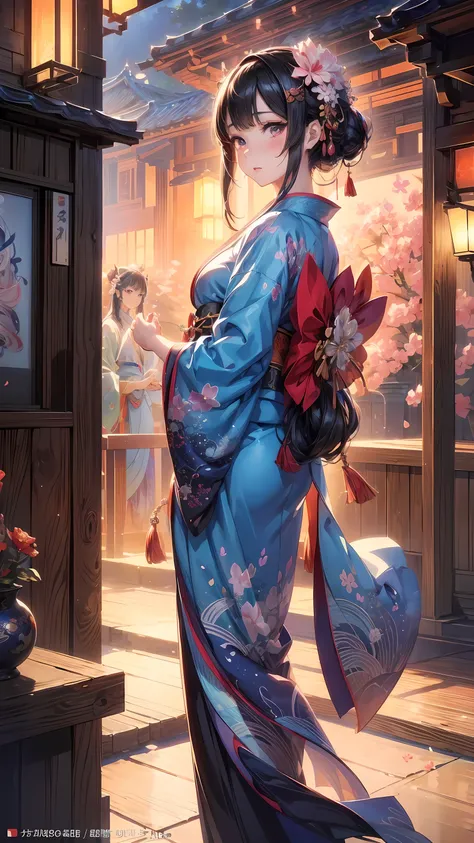 Wearing kimono、Arafi women wearing flowers on their heads, Beautiful digital artwork, Beautiful digital illustration, Beautiful digital painting, Gorgeous numbers, Artwork in the style of Guweiz, Realistic anime girl rendering, Smooth anime CG art, Beautif...