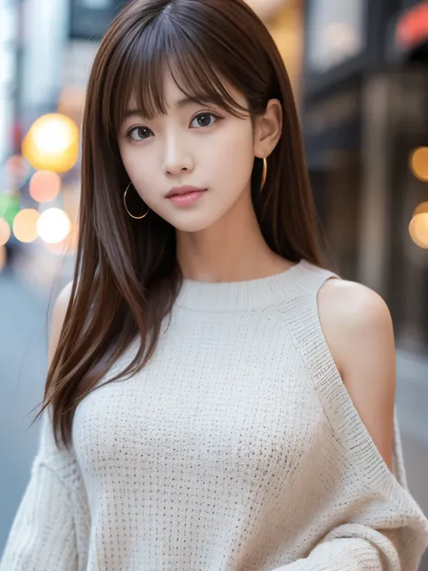 Ultra High Definition, Superior Quality, Premier Quality, ultra detailed, Photorealistic, 8k, RAW Photos, highest quality, masterpiece, Attractive girl, Stunning girl, Brown Hair, Shoulder Length Layered, asymmetrical bangs, K-pop Idol, Sophisticated, Styl...
