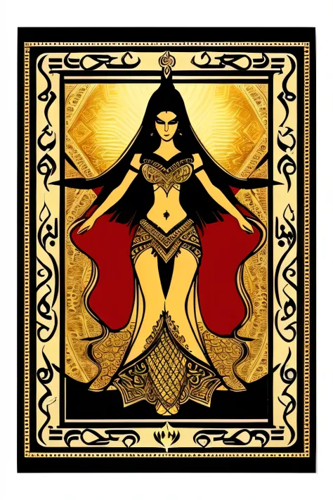 middle eastern,magic the gathering, belly dance style card back for trading card game. symbol