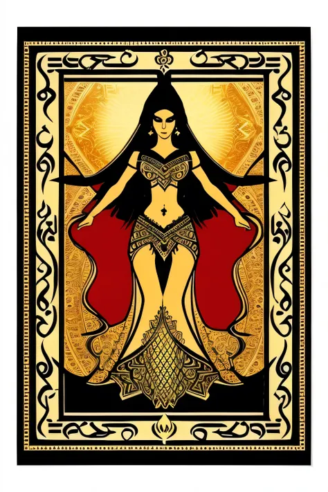 middle eastern,magic the gathering, belly dance style card back for trading card game. symbol