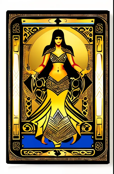 middle eastern,magic the gathering, belly dance style card back for trading card game. symbol