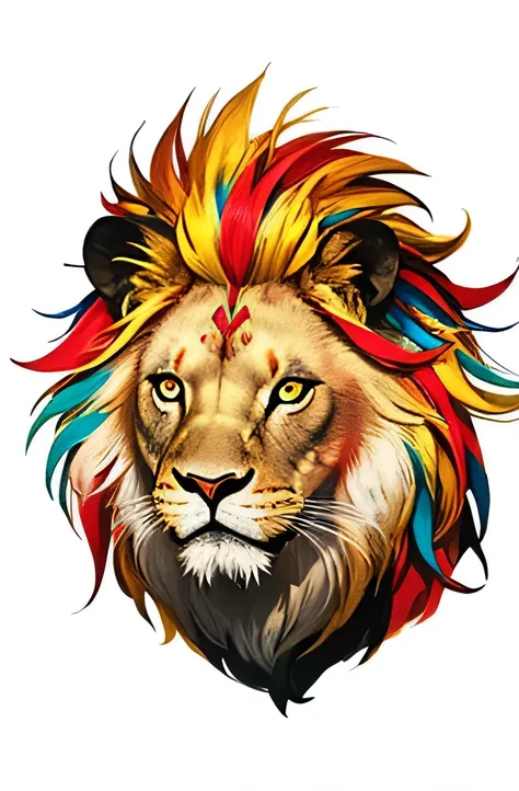 Multicolored lion head image 