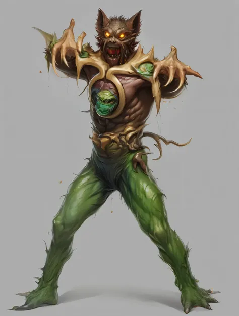whole body、always Bloody、Bloody、Bloody、Best image quality、masterpiece、8k、odd number、strongest、Brutal、Sharp Claws、monster、killer ghost、Wrestler、logic骨 格 系々、logic、Face of fear、Extreme obesity、suction cup、8k,1 green-skinned goblin,Highly detailed fantasy char...