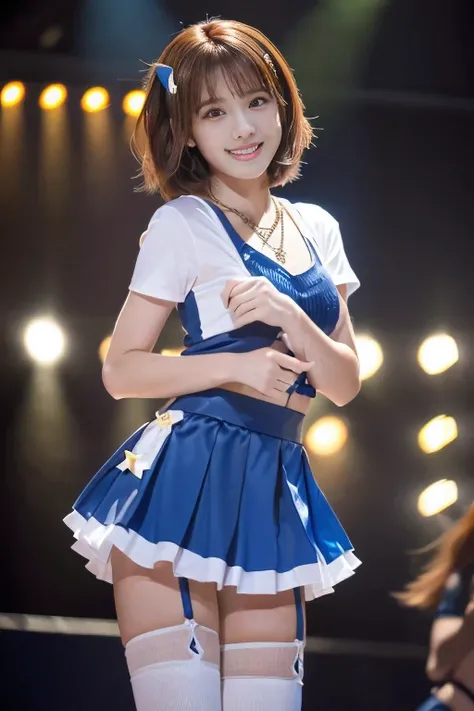 (An 18-year-old idol girl dancing on stage:1.5)、(Cute smile:1.2)、(The best quality at its best:1.4), (Super detailed), (Very detailed CG unified 16k), Beautiful woman with perfect figure: 1.4, Sharp focus: 1.2, Very detailed, High-quality RAW color photos,...