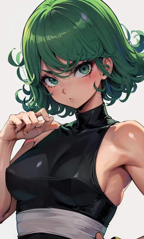 (mejor calidad, 8K, 32K, 1 chica, tatsumaki, Pelo Corto, pelo verde, pecho gigante, el cuerpo perfecto, cara ultra detallada, labios detallados, ojos delgados, vestido rasgado, de pie, tentador, entusiasmado, convex areolas, en celo, mqmf, vapor, sexo, tem...