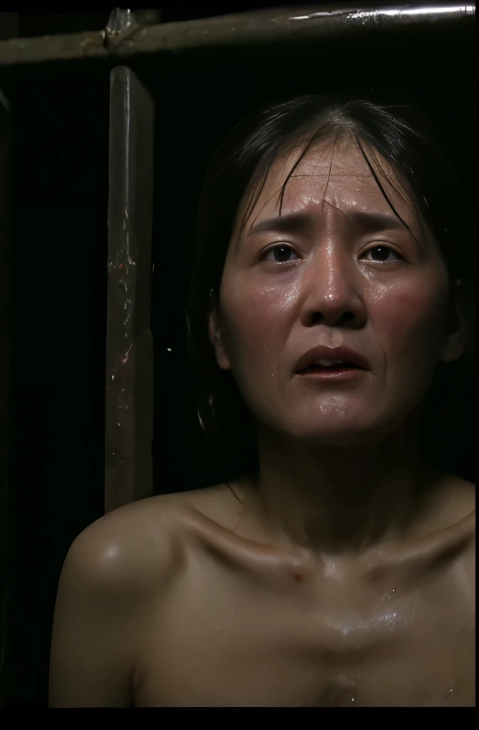 ((Photorealistic)), RAW Candid Cinema, 16mm, color grading portra 400 film, Outstanding colors, Ultra-realistic, Filmed with a cinematic camera, Detailed skin texture, Subsurface Scattering、 ((A poor rural mother in China))、 Best Quality, Very dark undergr...