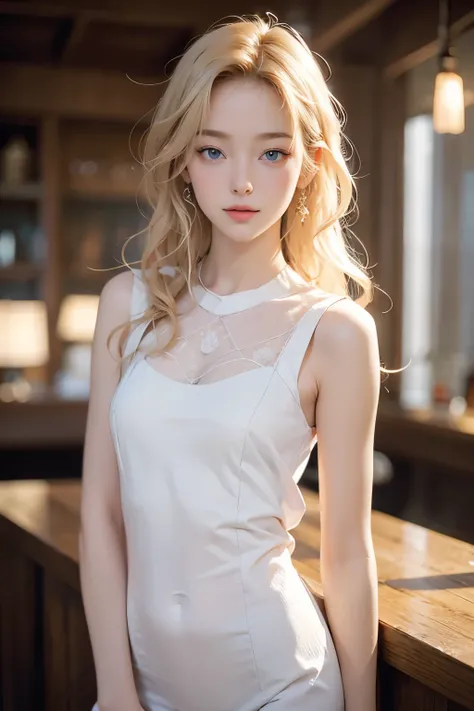 Very beautiful sexy blonde, breasts, pink, light blue eyes, Highly detailed, 29 years old, slim, full body, innocent face, naturally wavy hair, full body, High resolution, Masterpiece, best quality, intricate high detail, Highly detailed, Sharp focus, Deta...