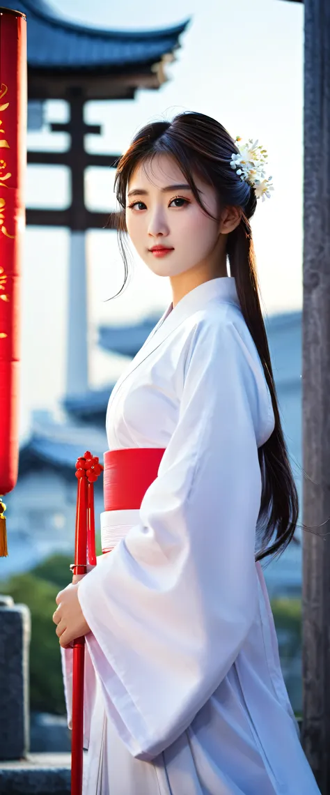 8k ultra-high-definition images:a solo portrait of a captivating shrine maiden. a masterpiece of the highest quality.:gorgeous g...