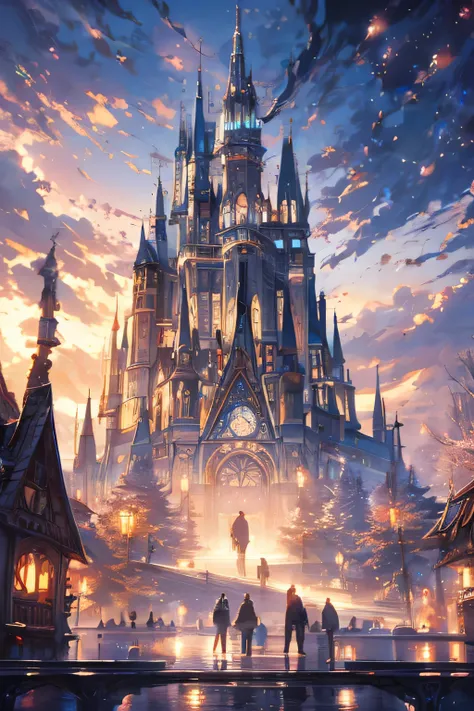 mist, Thomas Kinkade, Aaron Wiesenfeld、Beksinki、Adrian Eversen、Gedimins Plankevicius、Escher, Intricately sophisticated textures, Matte Painting Details, Deep color, wonderful, Intricate details、Mysterious Magic School、