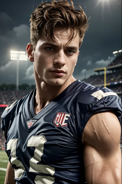 photo-realistic, ((best quality)), ((masterpiece)), (detailed), football player, perfect human face, short hair, handsome young ...