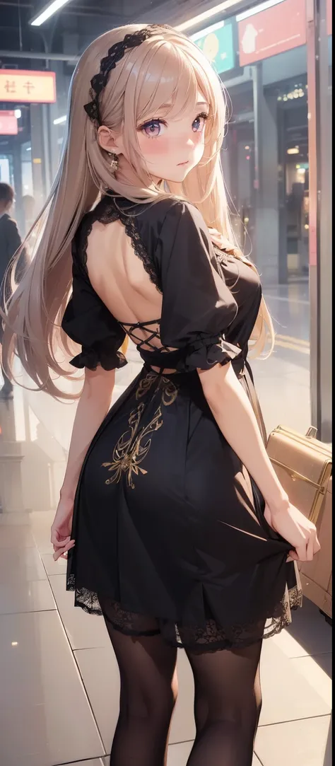 (1 Girl:1.3), (Reality:1.4), (masterpiece, Top quality, best quality, Official Art), Extremely detailed, The most detailed, (Extremely detailed), ((Extremely delicate and beautiful)), light, contemporary, Silky long hair, She stands at the station, night, ...