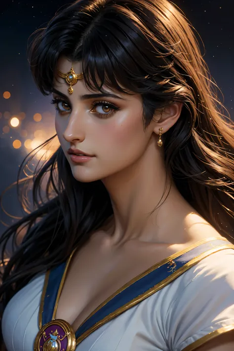 Detailed paint of sailor moon portrait Penélope Cruz, highly detailed paiting by gaston bussiere, craig mullins, j.c. leyendecker, 8k, royal painting, dynamic lighting, colorful lighting, 16 k