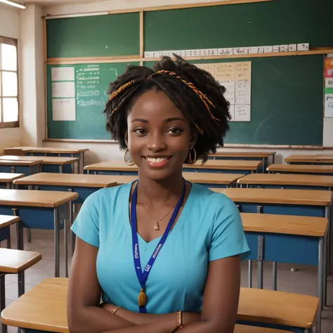 Image of Djeneba happy with her students 