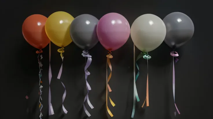 colorful balloons on a dark gray background, isolated, multicolor, rainbow