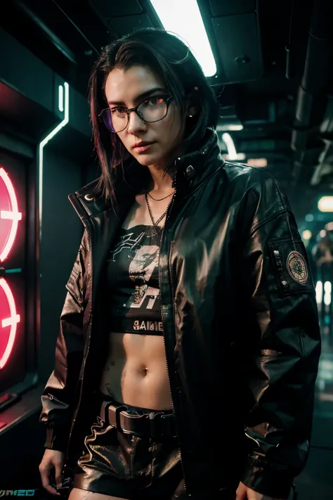 A man in a black jacket and glasses stands in front of a youtube studio gamer, vr game, Cyberpunk vibe, Cyberpunk vibes, mais fundo no metaverso vamos, tem estilo cyberpunk, tema ciberpunk, no cyberpunk 2077, ciberpunk futurista, futuro ciberpunk, syntheti...