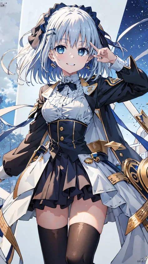 masterpiece、top-quality、The ultra -The high-definition、hight resolution、Transcendent Technique Illustration、perfect anatomia、8K、a beauty girl、a smile、Uniforms、Cute hairstyles、pretty pose