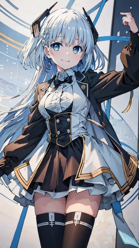 masterpiece、top-quality、The ultra -The high-definition、hight resolution、Transcendent Technique Illustration、perfect anatomia、8K、a beauty girl、a smile、Uniforms、Cute hairstyles、pretty pose