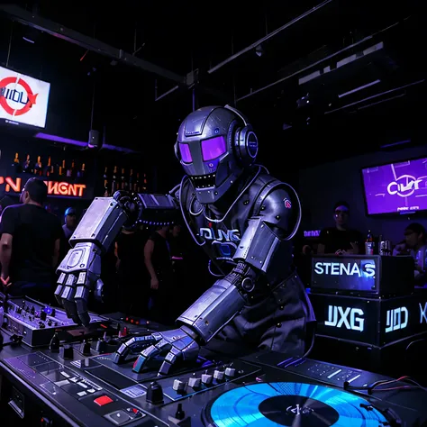 Old robot Played a dj in night club