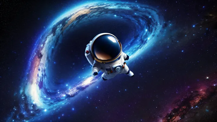 space and spacecafe man on galaxy background