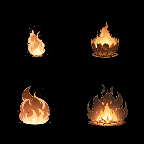 Bonfire illustration, Fire theme,Flickering