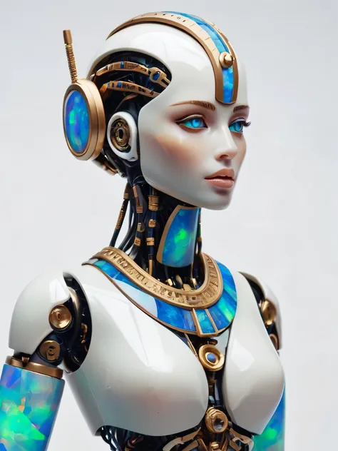 ral-opal, meahophontron, full body, woman robot face, busto, egypt themed.