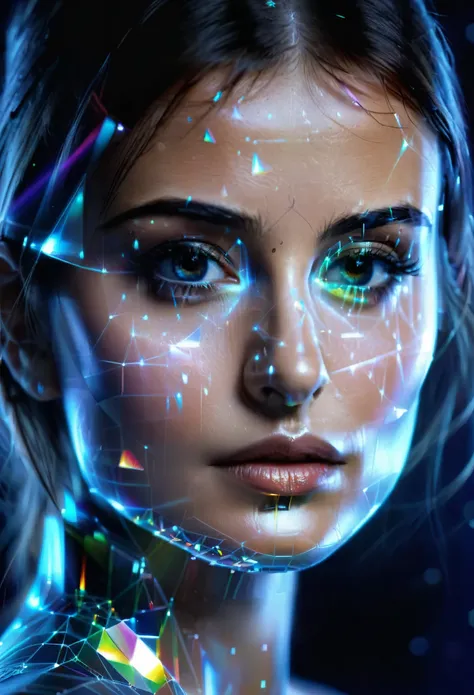 com holograma 3d , face of penélope cruz