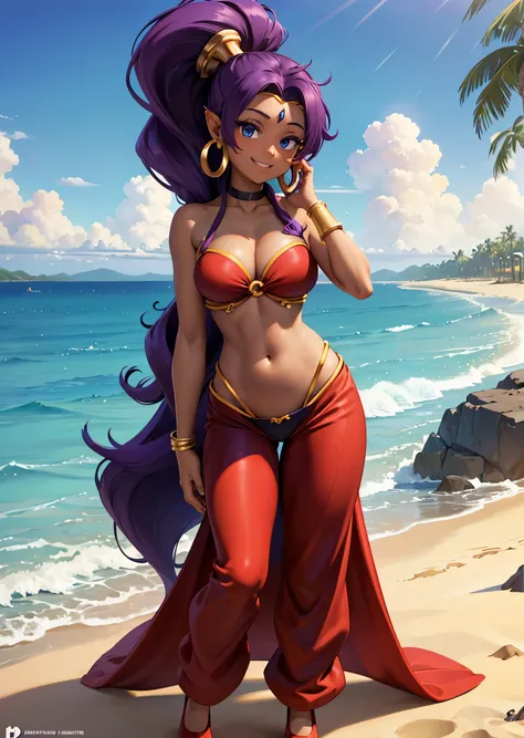 [shantae], ((masterpiece)), ((hd)), ((highres)), ((solo portrait)), ((full body)), ((front view)), ((feet visible)), ((detailed ...