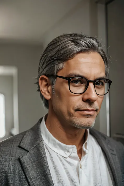 Gray-haired man in glasses 