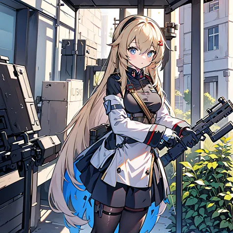 anime girl in uniform holding a gun and a rifle, mechanized soldier girl, infantry girl, female protagonist 👀 :8, soldier girl, with rifle, from girls frontline, in a soldier uniform, fine details. girls frontline, anime maid ss military, girls frontline ...