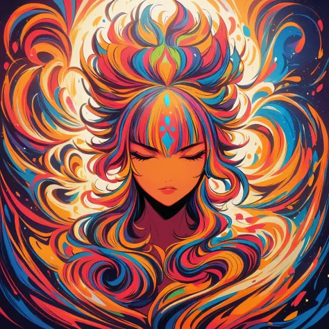 (Obra de arte, melhor qualidade:1.2),luz negra, 1 garota, sozinho