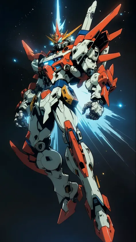 Humanoid Mecha, fully enclosed shoulder guards, matching arm and leg guards, full body, full armor, super robot, the design balances heavy with agility, (the color scheme is primarily white with red and blue accents, the concept Inspired by super robot, Li...