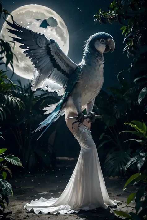 

The Lunar Parrot is a captivating and otherworldly bird, standing out with its ethereal beauty and mystical charm.

- **Size and Shape**: It has a sleek and elegant body, slightly larger than a typical parrot, with a length of around 18 inches from head ...