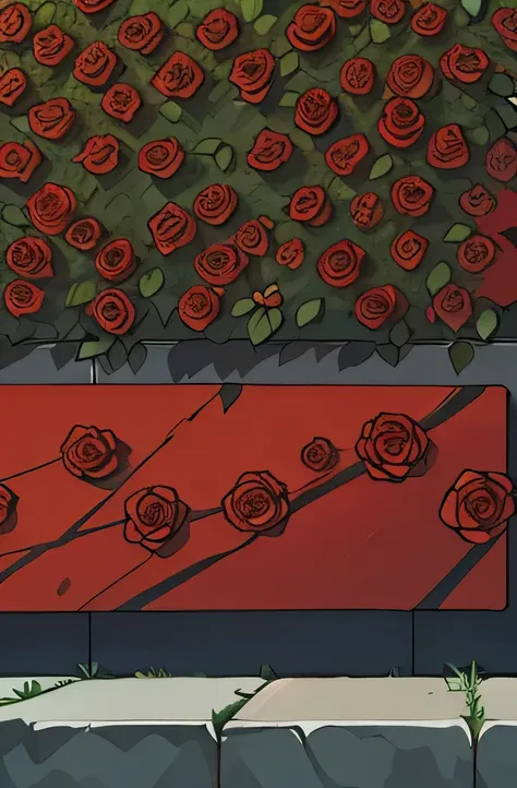 illustration of a wall covered with hundreds of roses