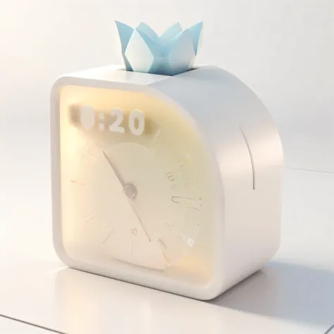 Timer product, minimalist style, front screen display countdown, depicted as 3D rendering, cute 3D rendering, product rendering, promotional rendering, 3D product, product design rendering, rendering 3D model, 3D rendering, 3D rendering! c4d， High resoluti...