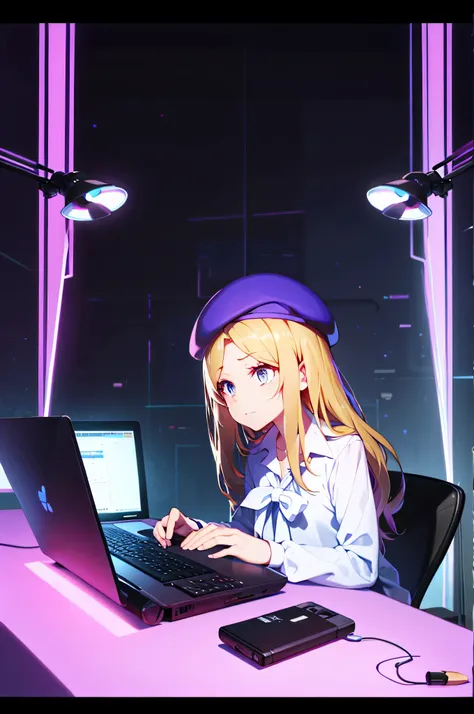 fren editing a video on a computer, clean backdrop