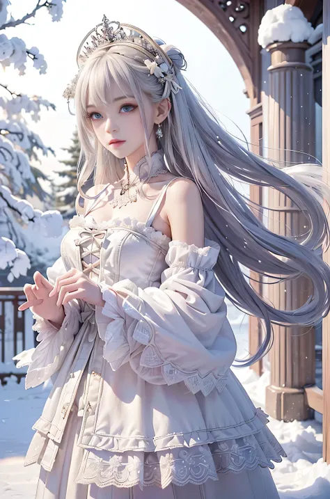 ((masterpiece:1.5,highest quality,Highly detailed images,Beautiful images、Realistic、Photorealistic、2.5D))(1girl, solo)(cute girl 、Asian Cute Girls、 medium breasts, white hair, purple eyes、Small Head、Beautiful big eyes、Sharp jaw、Small Nose、Narrow waist、Thin...