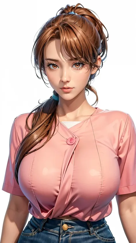 （（（完美figure，figure，solo， （（（pink shirt, blue skirt, ））），（（（pkmndelia，deliaketchum，light brown eyes, brown hair, low ponytail））），...