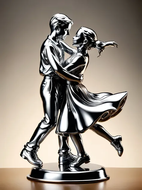 ral-chrome, figurine of 1boy and 1girl dancing