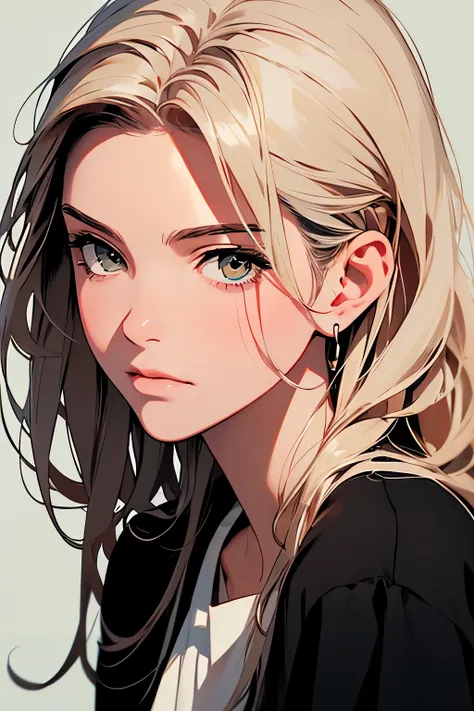 2d illustration, anime, portrait в изобразительном искусстве, in manhwa style, bishamon from noragami, 1 girl, blond long hair, ...