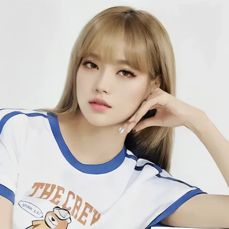 Chica araffe con cabello largo negro y camisa blanca y azul., Lalisa Manobal, Lalisa Manoban de Blackpink, parque roseanne de blackpink, Con flequillo, neat hair Con flequillo, jossi de blackpink, con flequillo completo, jaeyeon nam, portrait of jossi de b...