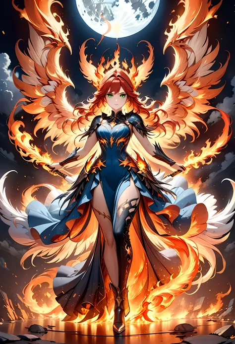 16k, ultra detailed, masterpiece, best quality, (extremely detailed), arafed, dnd art, panoramic view, full body, aasimar, female, (Masterpieceת intense details:1.3), female, sorceress, casting flaming spell(Masterpieceת intense details:1.3) large feathere...