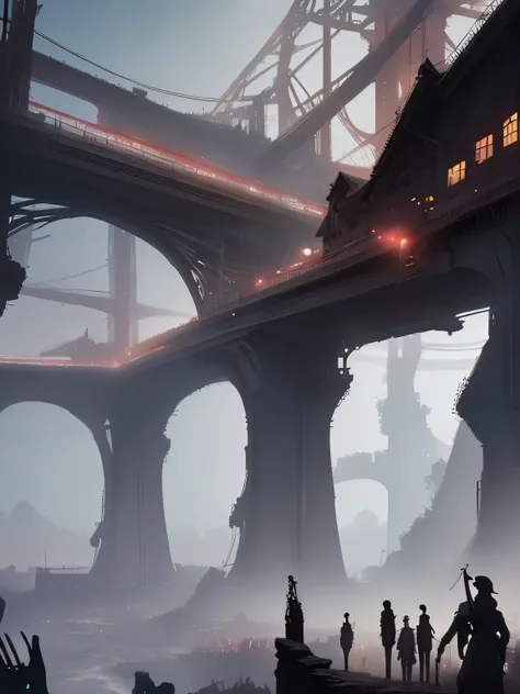 A bridge connecting the world, grow, close, detailed, Sharp focus, elegant, Very detailed, figure, complicated, beautiful, Trend Art Station, Pixiv, Digital Art, By Jordan Grimmer and Greg Rutkowski, Wow, Studio Ghibli, final fantasy